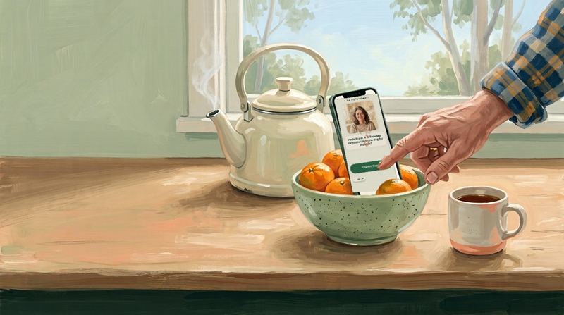 Painting: the kitchen bench at 8 am